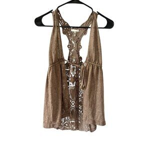 Mine Women's Brown Crocheted Back Top